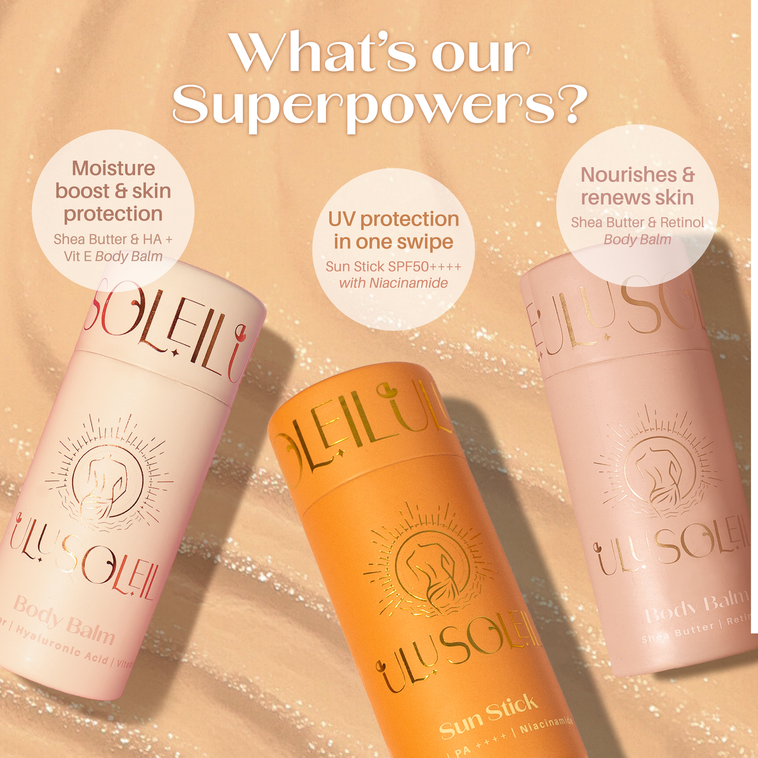 Stick Trio - HA, Retinol, Sun Stick - Ulu Soleil