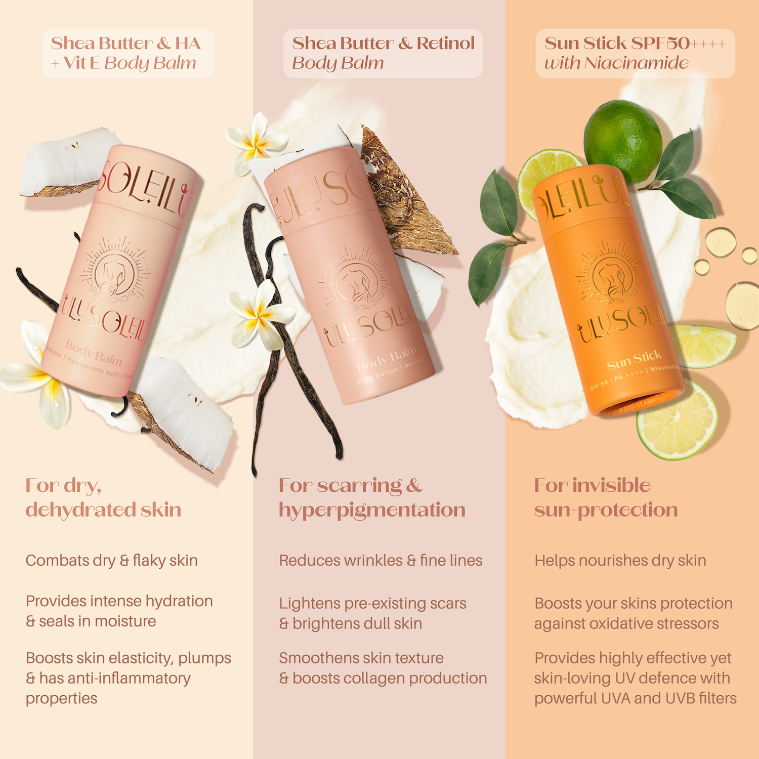 Stick Trio - HA, Retinol, Sun Stick - Ulu Soleil